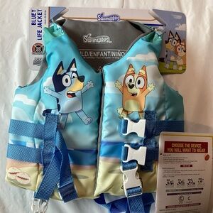 Disney Blue and White Kids Swim Vest Bluey